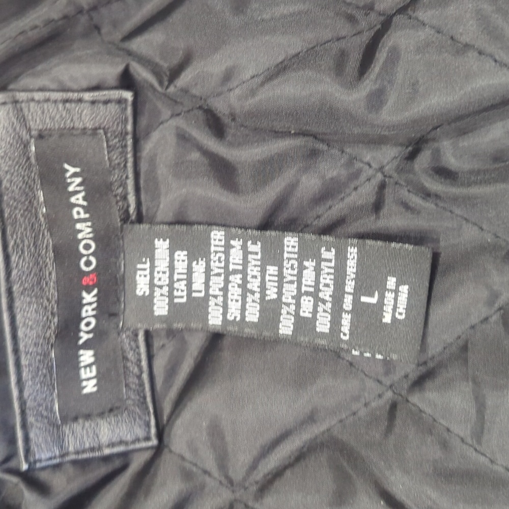 New York & Company leather bomber jacket black size large - Picture 8 of 11